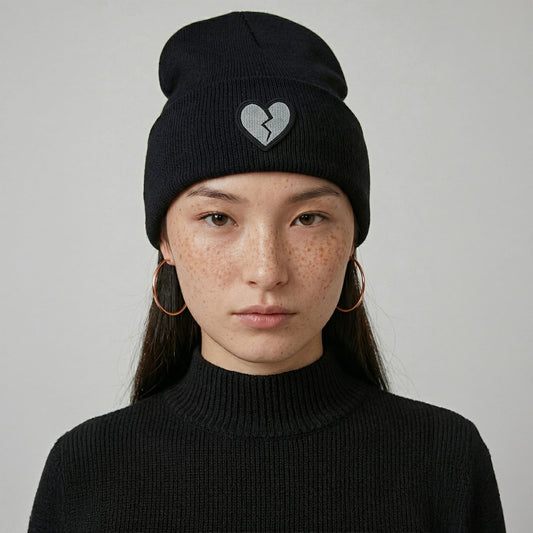 Broken Heart Embroidered Acrylic Beanie