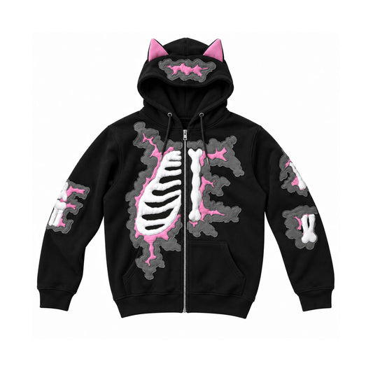 BLACKPINK Zombie Cat Skeleton Oversized Hoodie