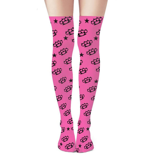 Pink Brass Knuckle Thigh-High Stockings