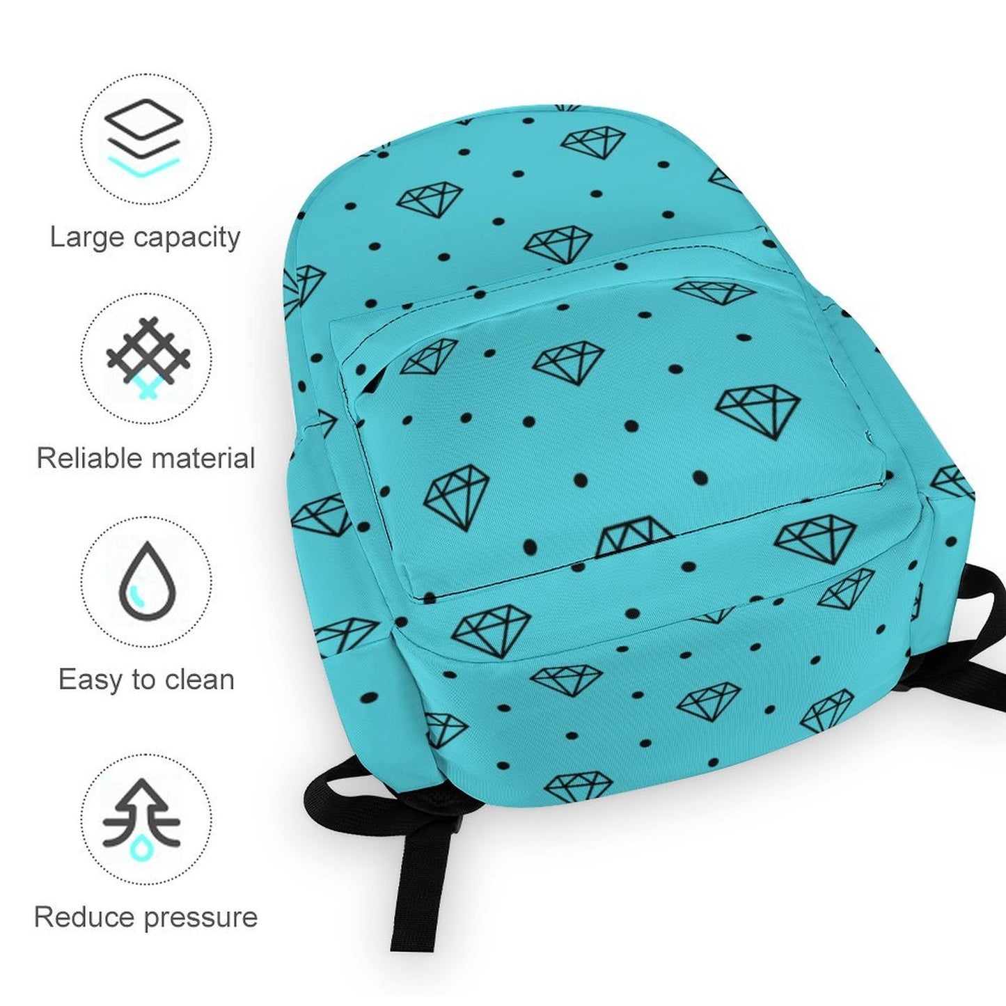Aqua Diamond Polka Dot Scene Backpack – Teal Y2K Bag