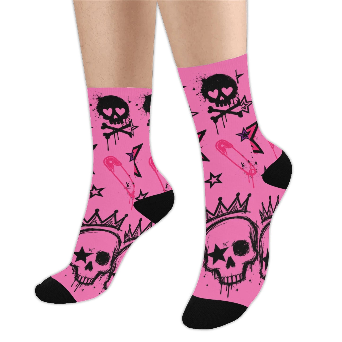 Scene Skull Crown Crew Socks