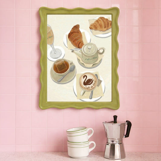 Café de Rêve Breakfast Still Life Art Print – French Café Wall Decor Poster