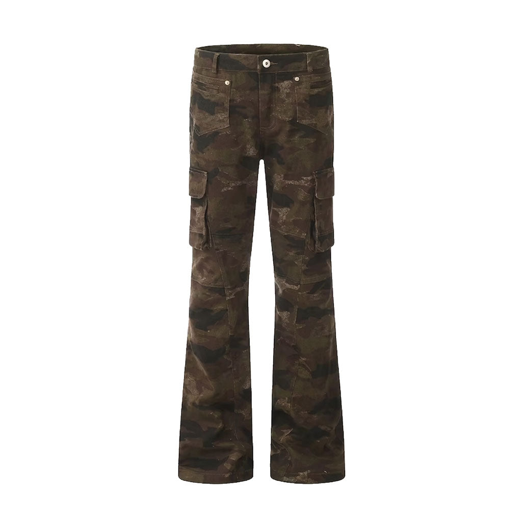 Y2K Camo Cargo Pants – Low Rise Straight Leg Military Print