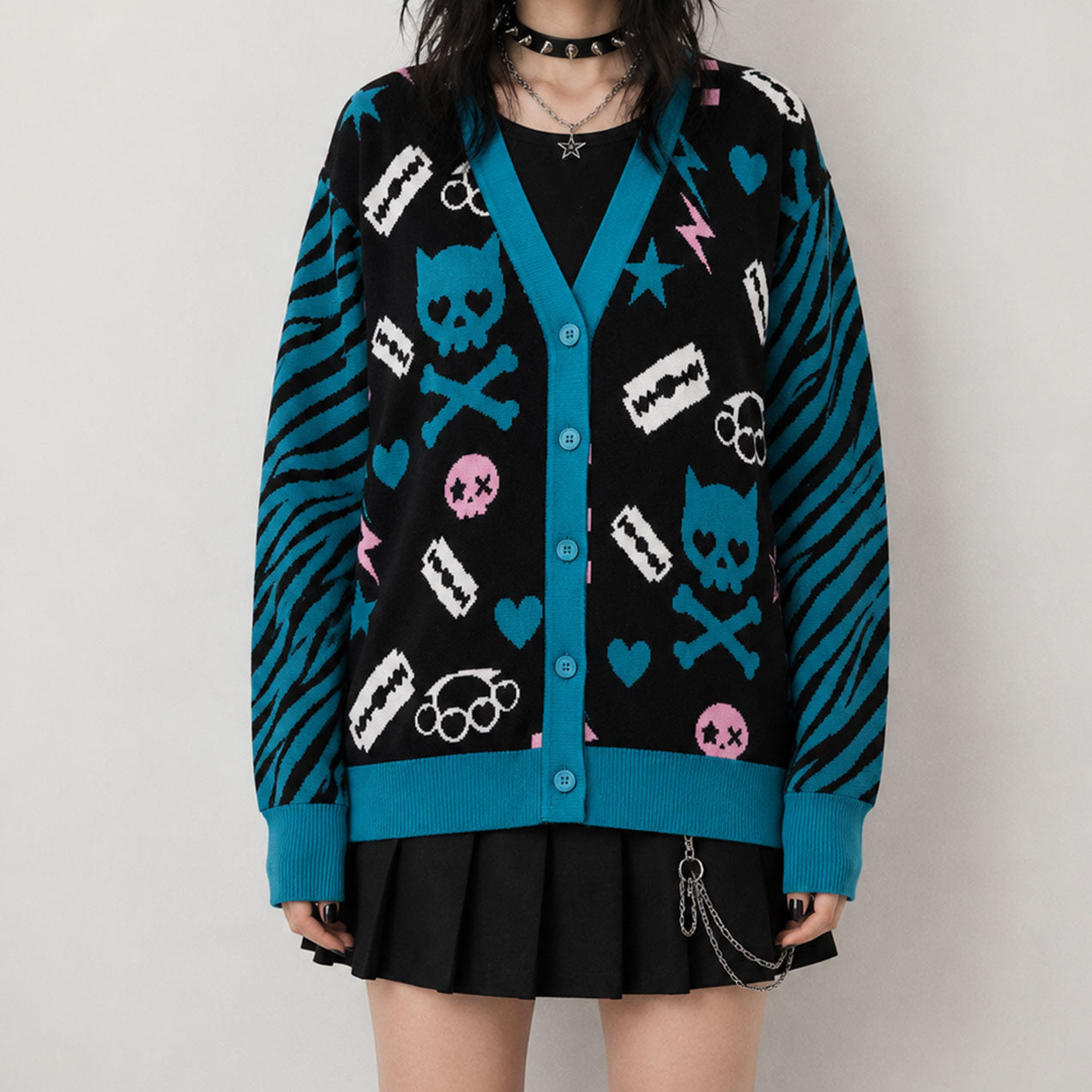 Electric Cat Scene Queen Unisex Cardigan (2XS–3XL)