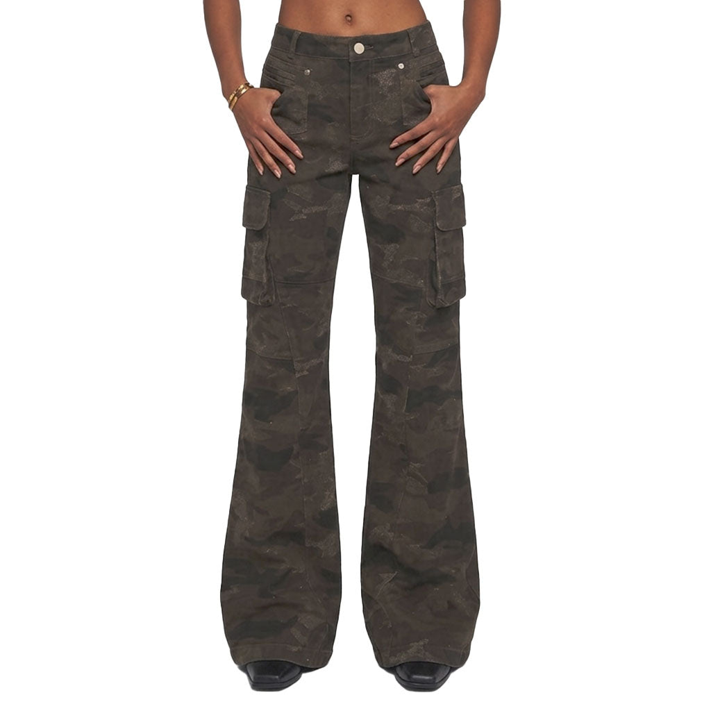 Y2K Camo Cargo Pants – Low Rise Straight Leg Military Print