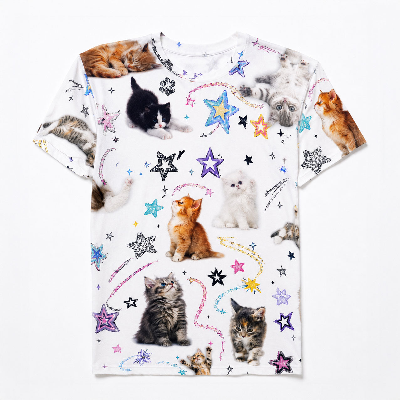 Kawaii Cosmic Cat Women’s Cotton T-Shirt
