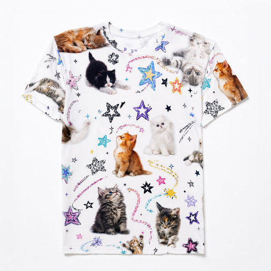Kawaii Cosmic Cat Women’s Cotton T-Shirt