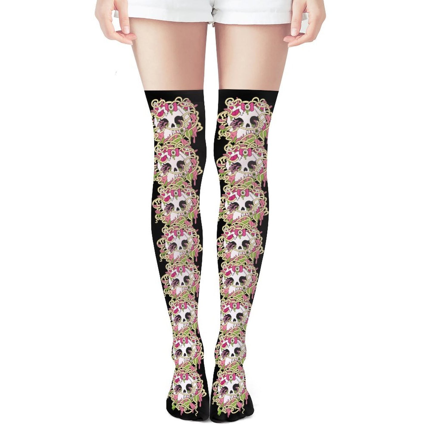 Zombie Kitty Spaghetti Knee High Stockings
