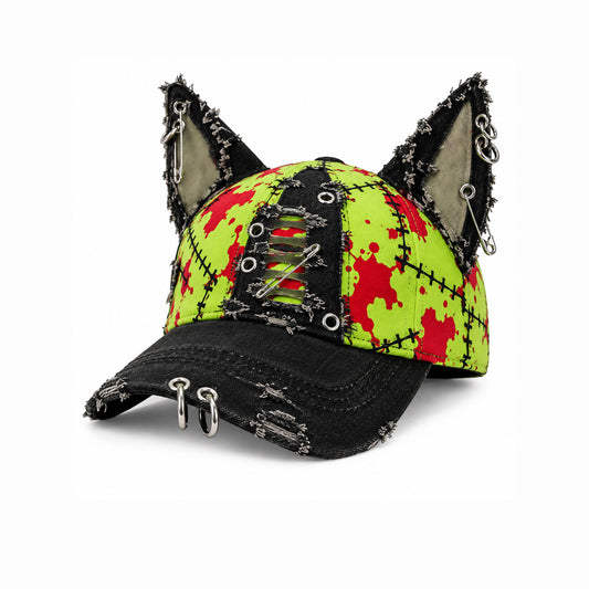 Zombie Bunny Distressed Punk Cap