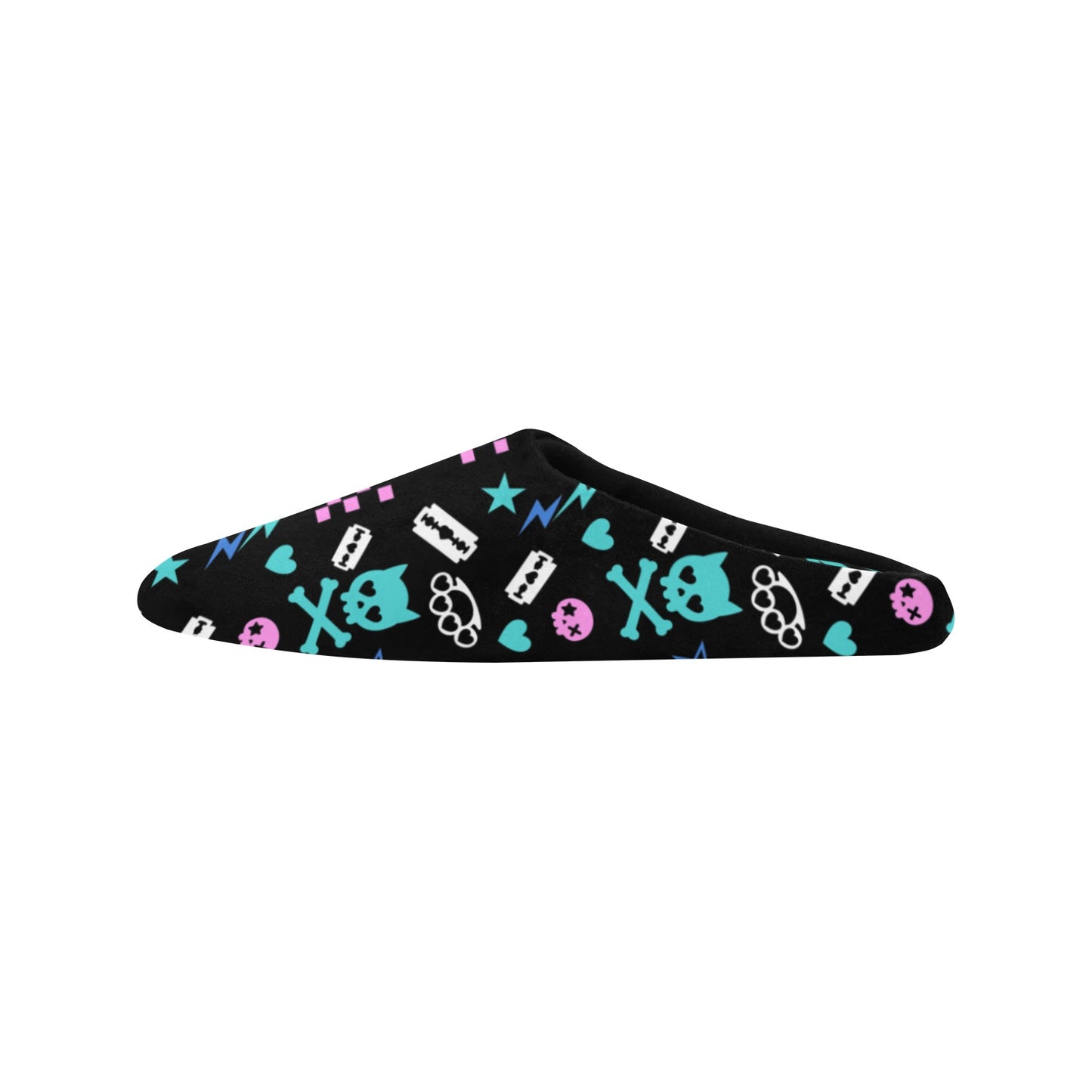 Electric Cat Skull Plush House Slippers