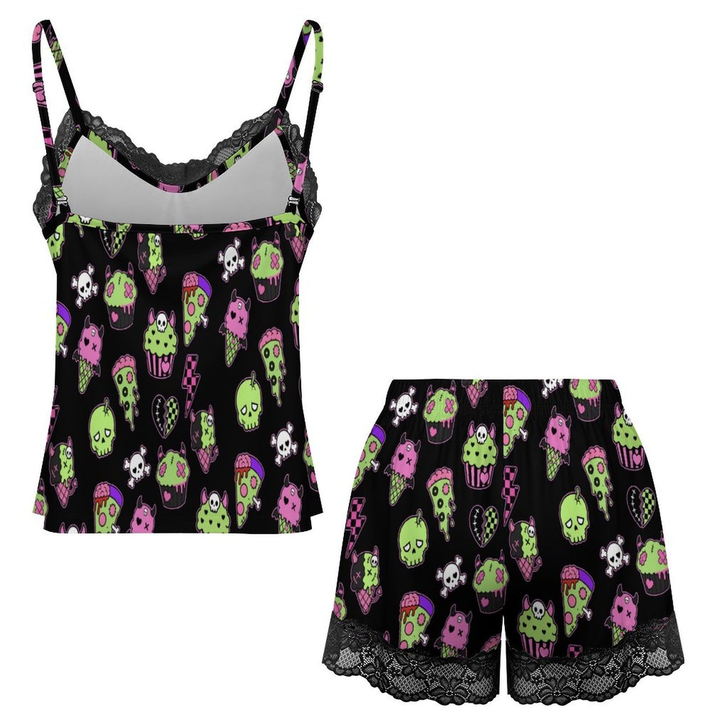 Zombie Food Emo Scene Women's Lace Pajama Set (XS to 2XL)
