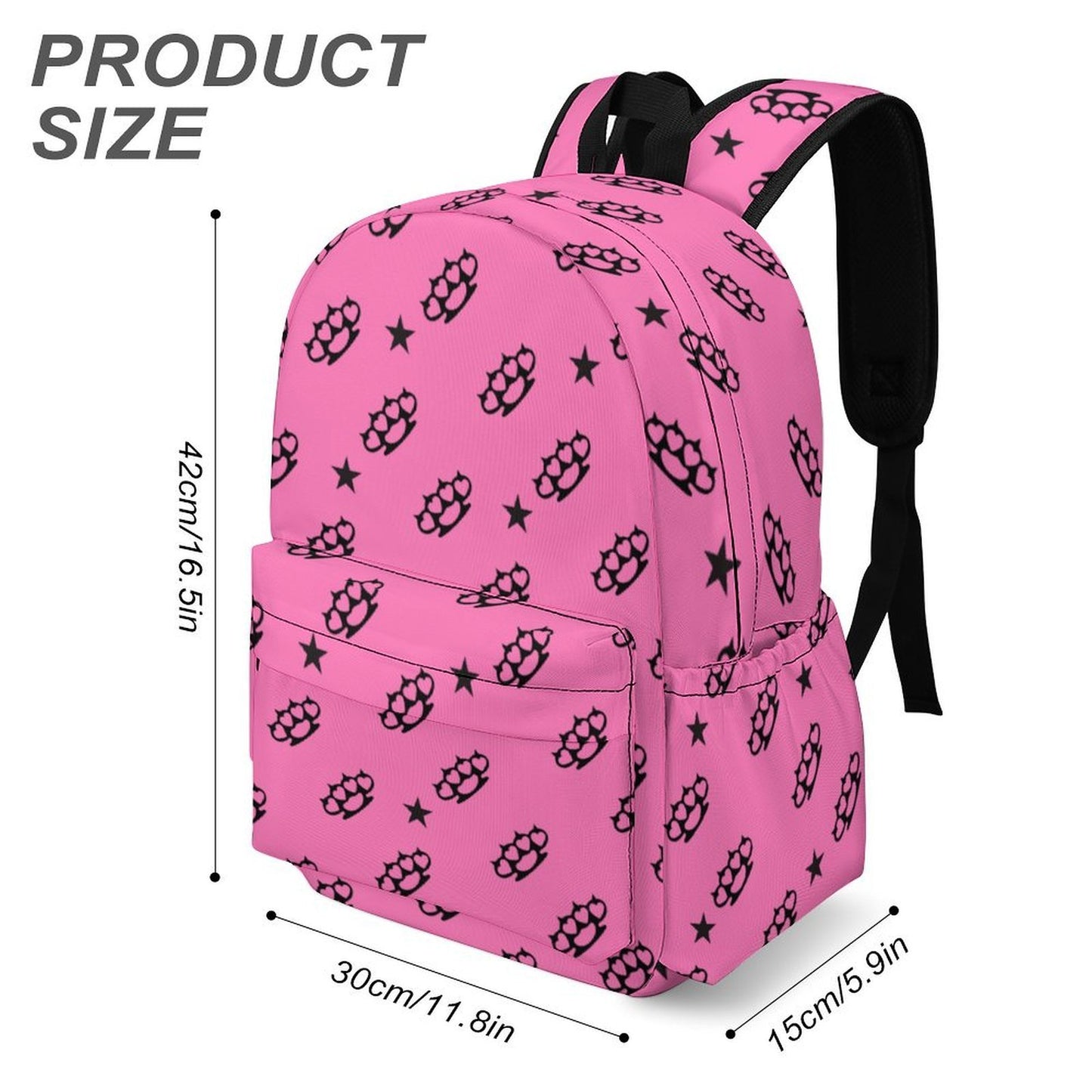 Bubblegum Pink Brass Knuckle Star Scene Backpack – Y2K Emo Bag