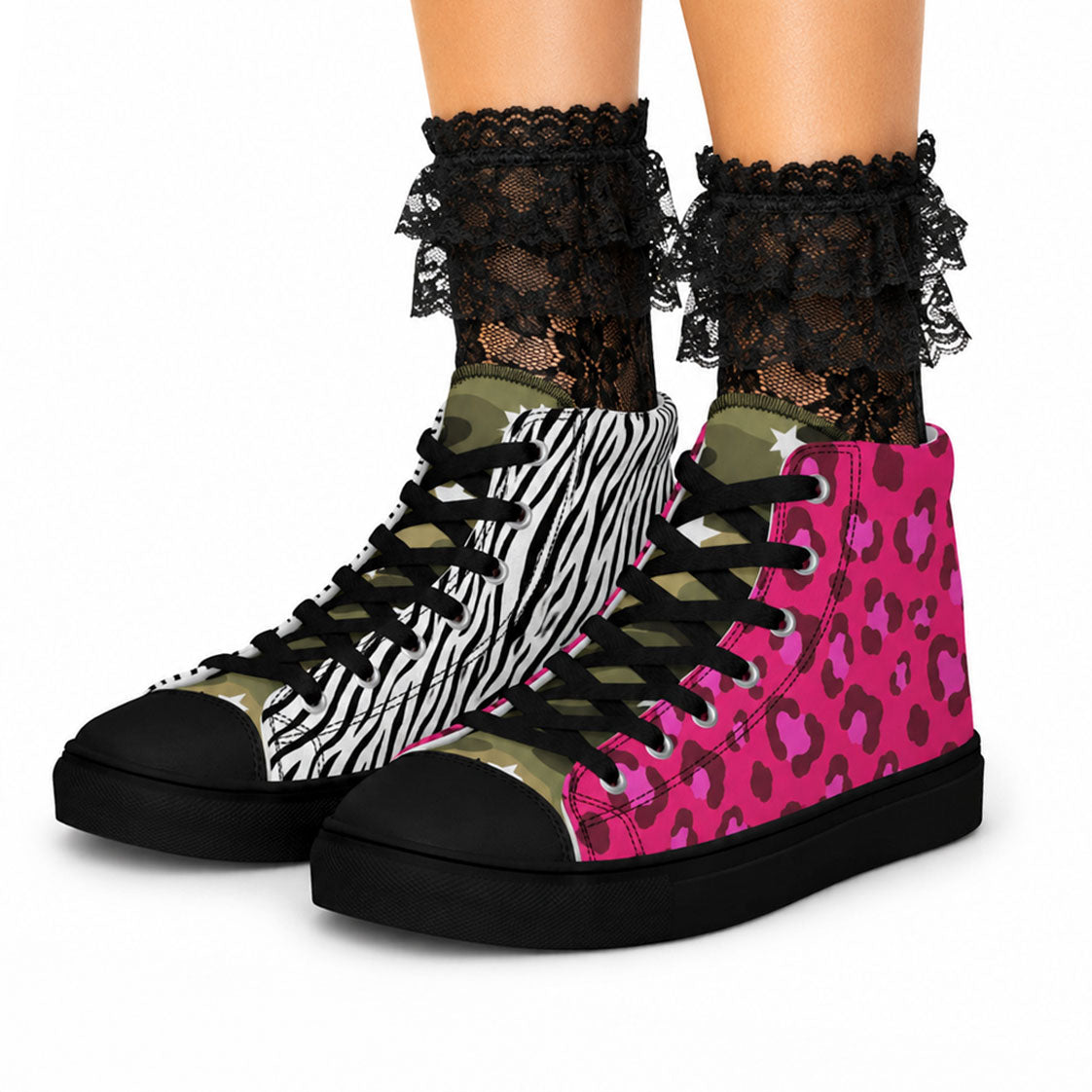 Zebra Scene High Top Canvas Shoes