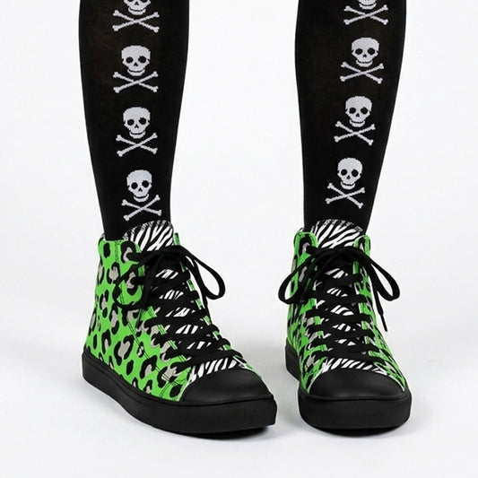 Unisex Neon Zombie Leopard High Top Canvas Shoes