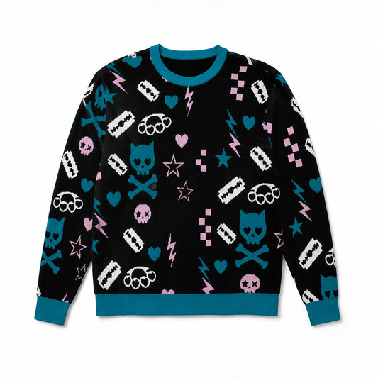 Electric Cat Scene Queen Unisex Crewneck Sweater (2XS - 3XL)