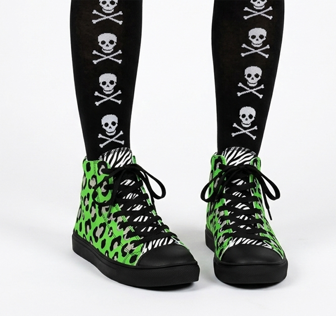 Neon Zombie Leopard High Top Canvas Shoes