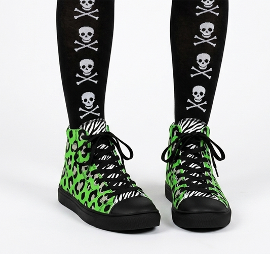 Neon Zombie Leopard High Top Canvas Shoes