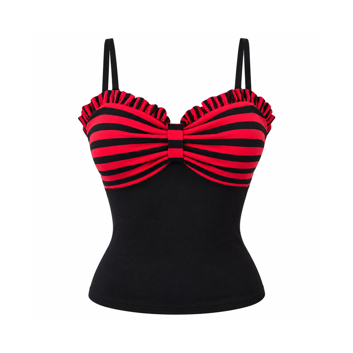 Y2K Scene Queen Red & Black Striped Bow Cami Top