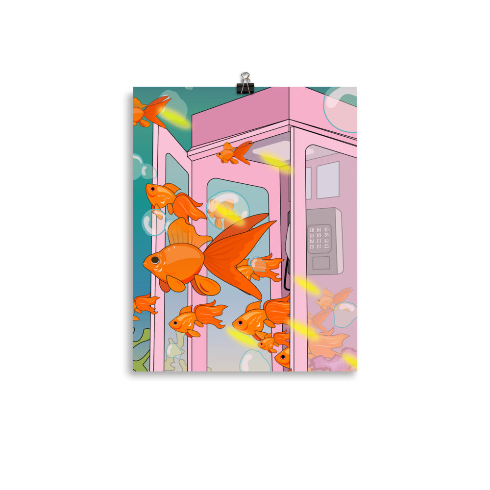 Dreamy Goldfish Phone booth Poster