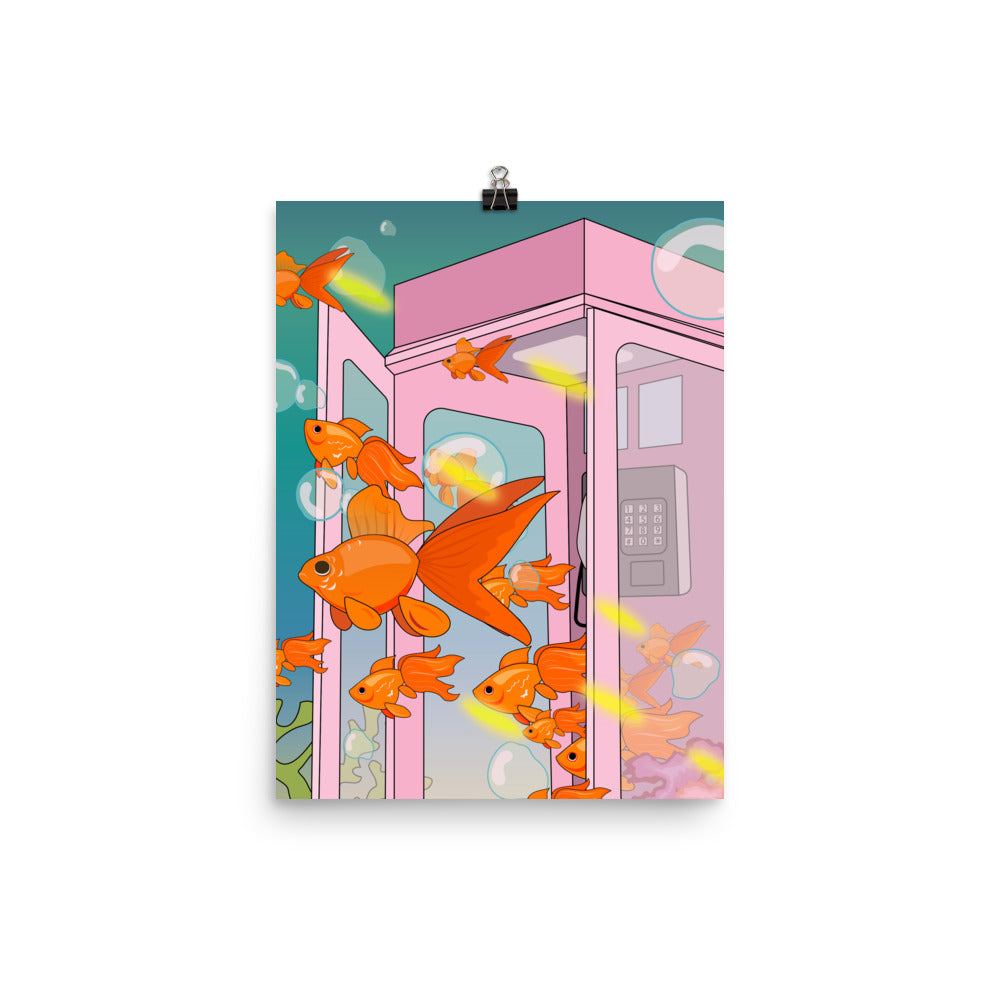 Dreamy Goldfish Phone booth Poster