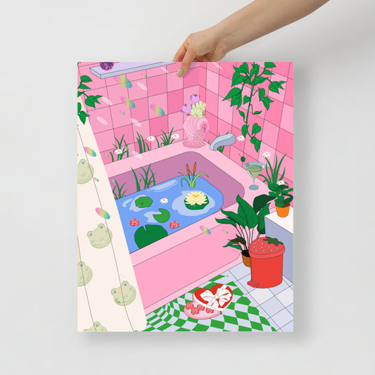 Lofi Aesthetic Pink Bathtub Poster