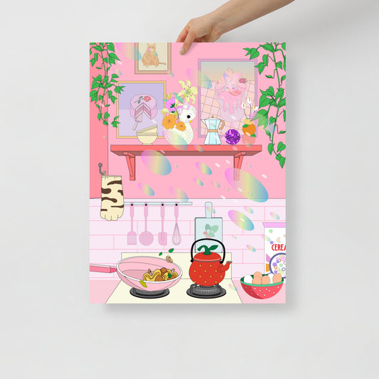 Pink Colorful Kitchen Poster