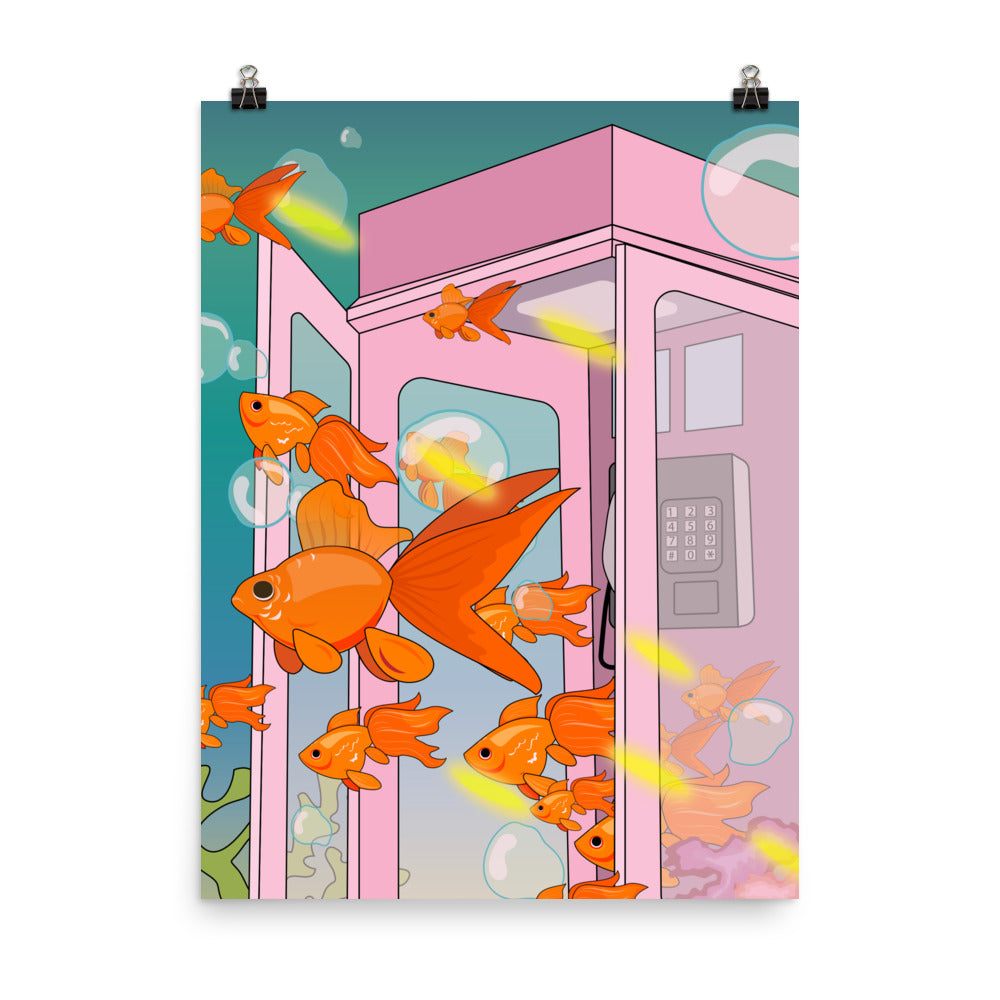 Dreamy Goldfish Phone booth Poster