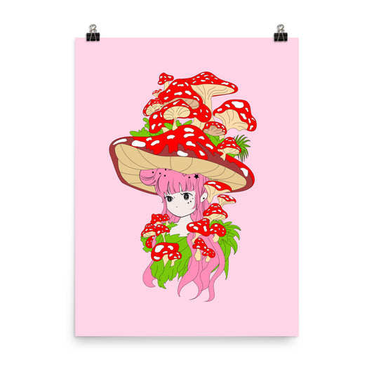 Kawaii Fairy Mushroom Poster