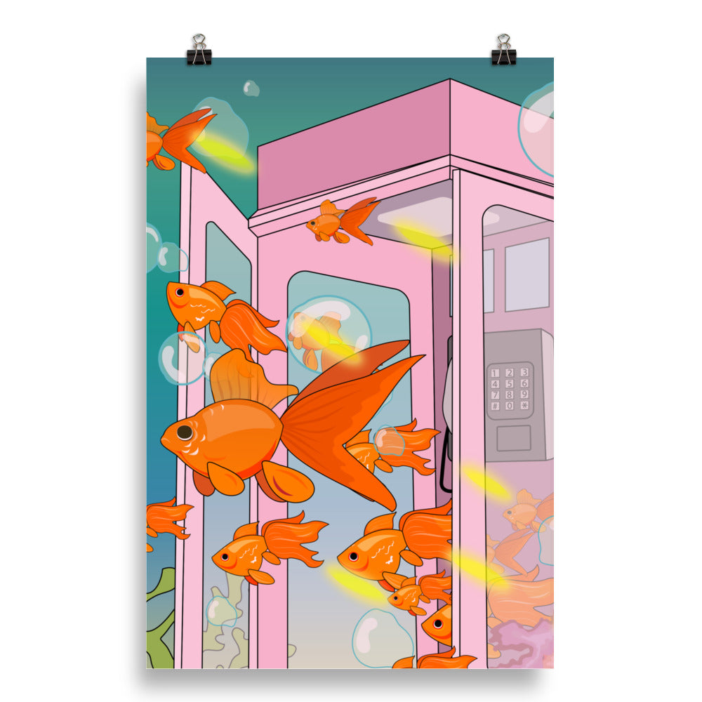 Dreamy Goldfish Phone booth Poster