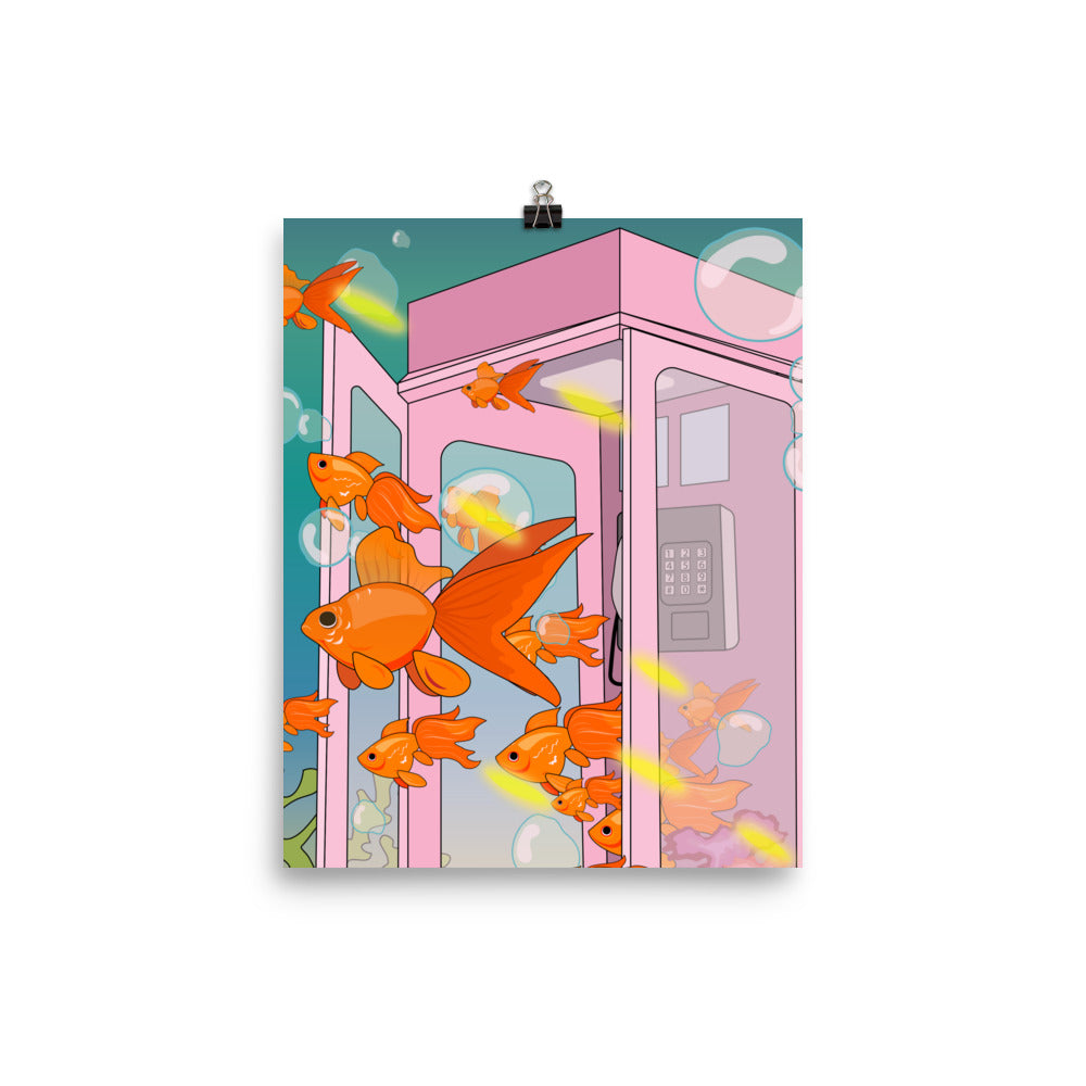 Dreamy Goldfish Phone booth Poster