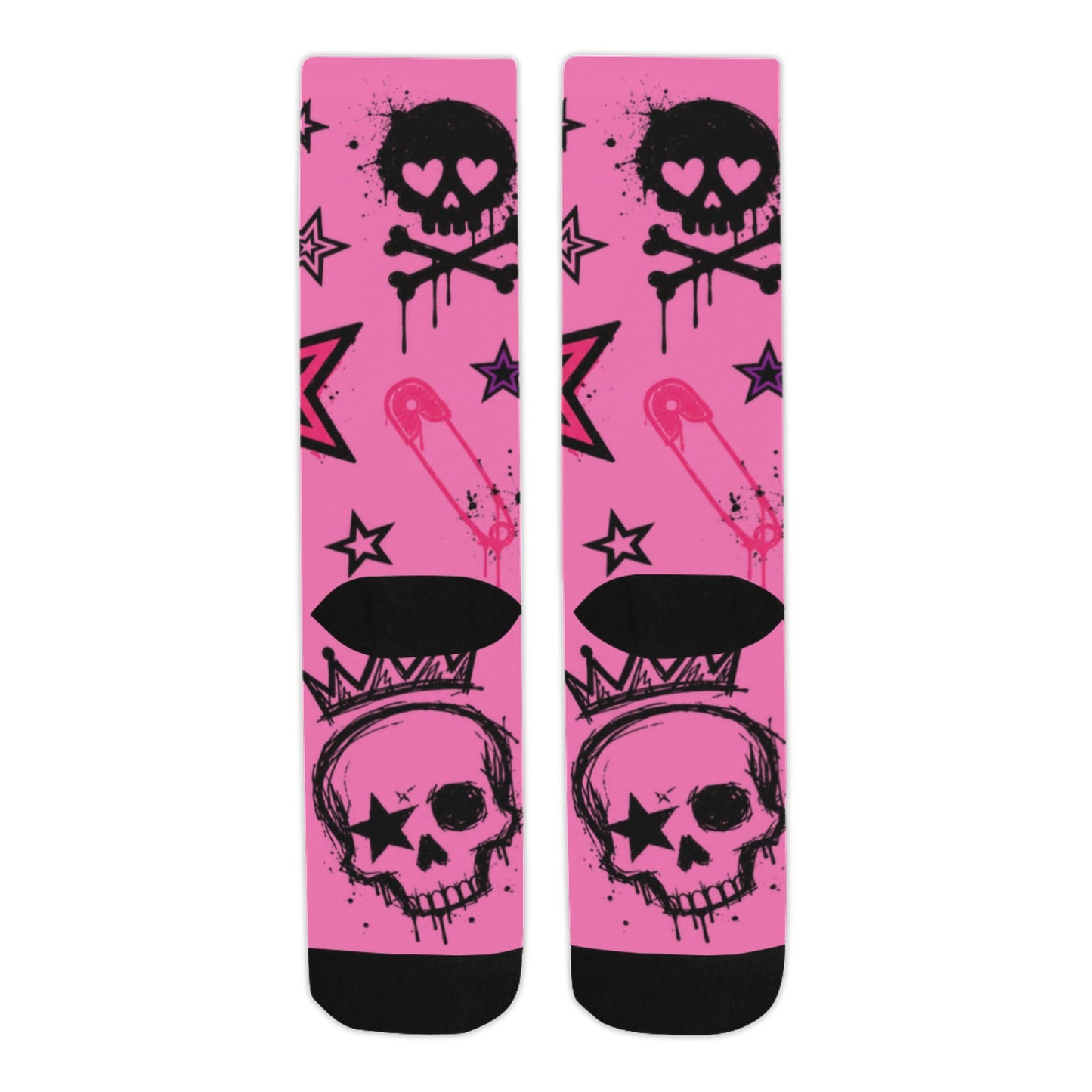 Scene Skull Crown Crew Socks