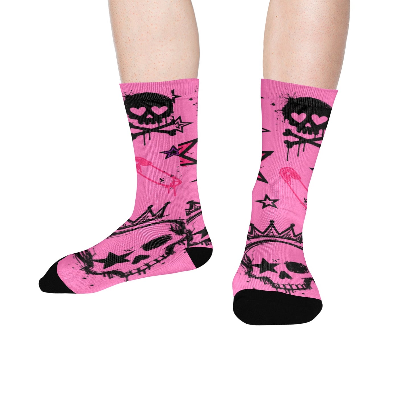 Scene Skull Crown Crew Socks