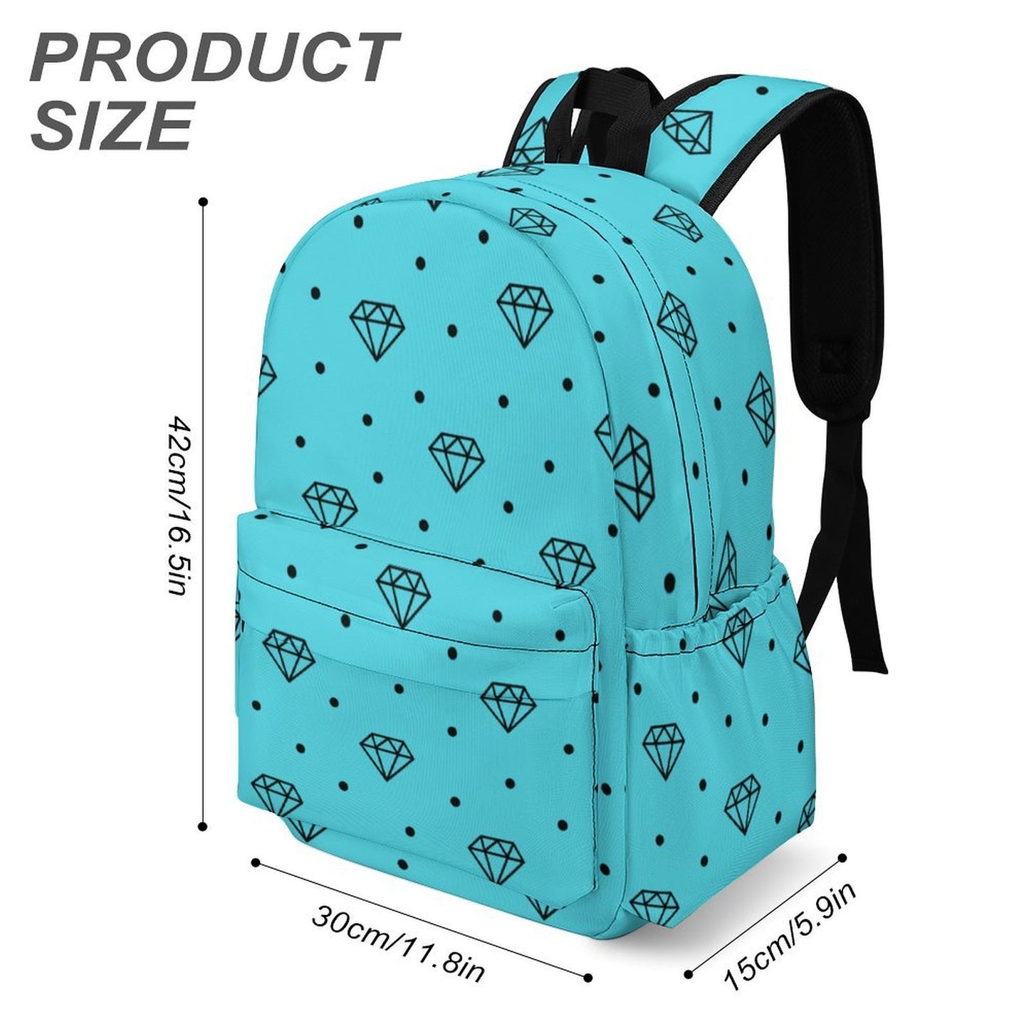 Aqua Diamond Polka Dot Scene Backpack – Teal Y2K Bag