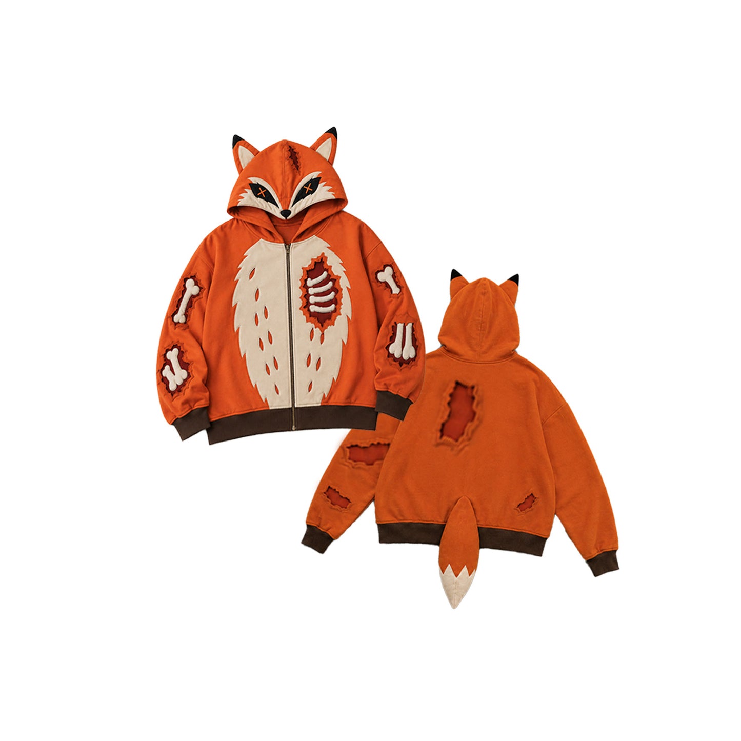 Zombie Fox Skeleton Hoodie