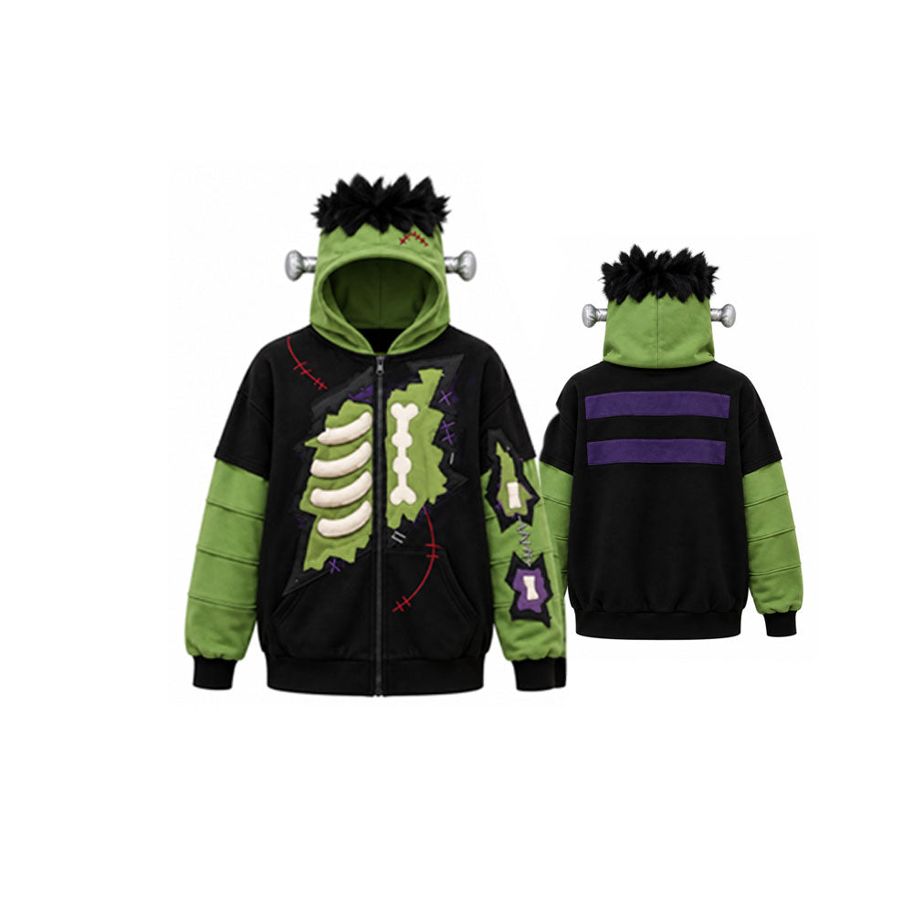 Electric Zombie Monster Hoodie – Black & Green
