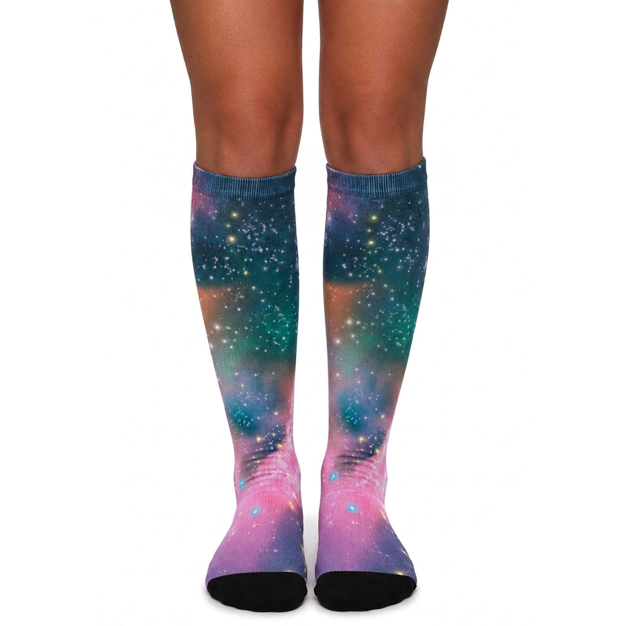 Galaxy print crew socks
