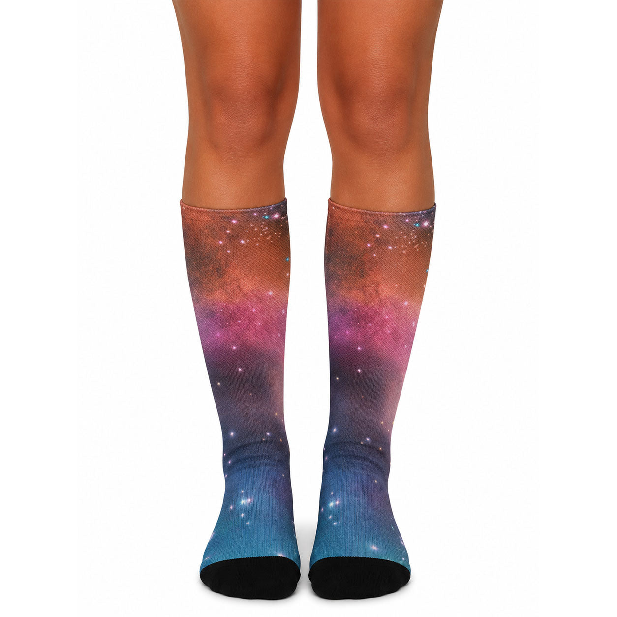Galaxy print crew socks