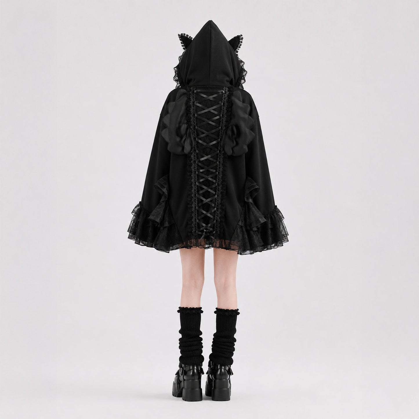 Kawaii Gothic Cat Ear Lace Hoodie