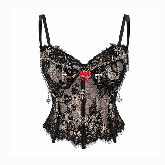 Gothic Lace Chain Corset Cami