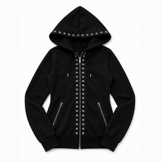 Studded Zip Up Hoodie | Scene Emo Punk Y2K Hoodie