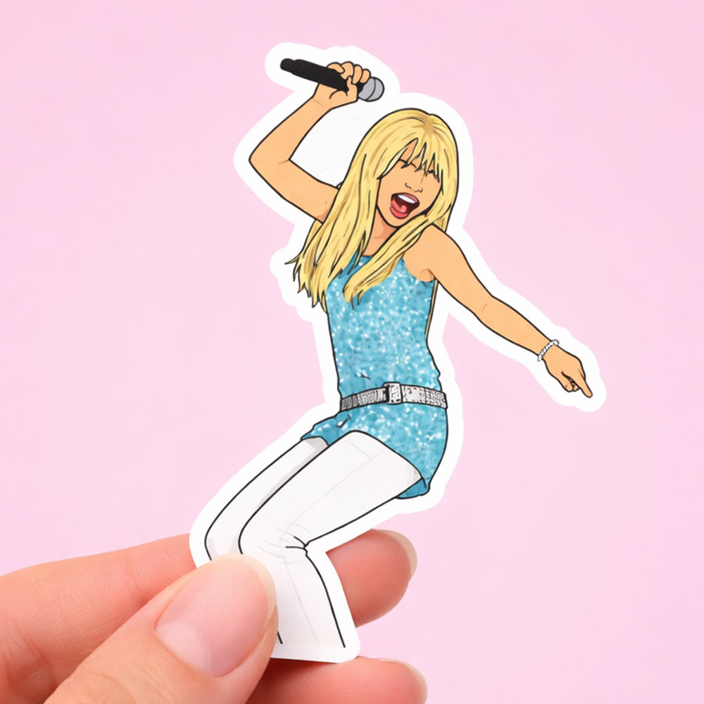 Y2K Pop Star Dancing Sticker – 2000s Blonde Performer Vinyl Decal