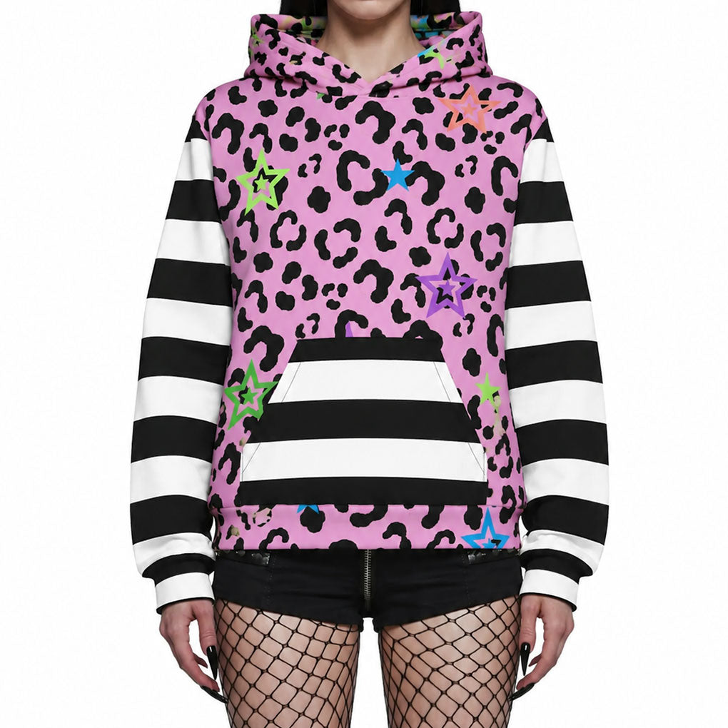Y2K Emo Scene Kawaii Leopard Print Hoodie