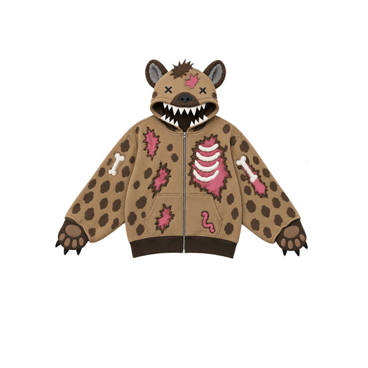 Zombie Hyena Monster Zip-Up Hoodie - LIMITED TIME