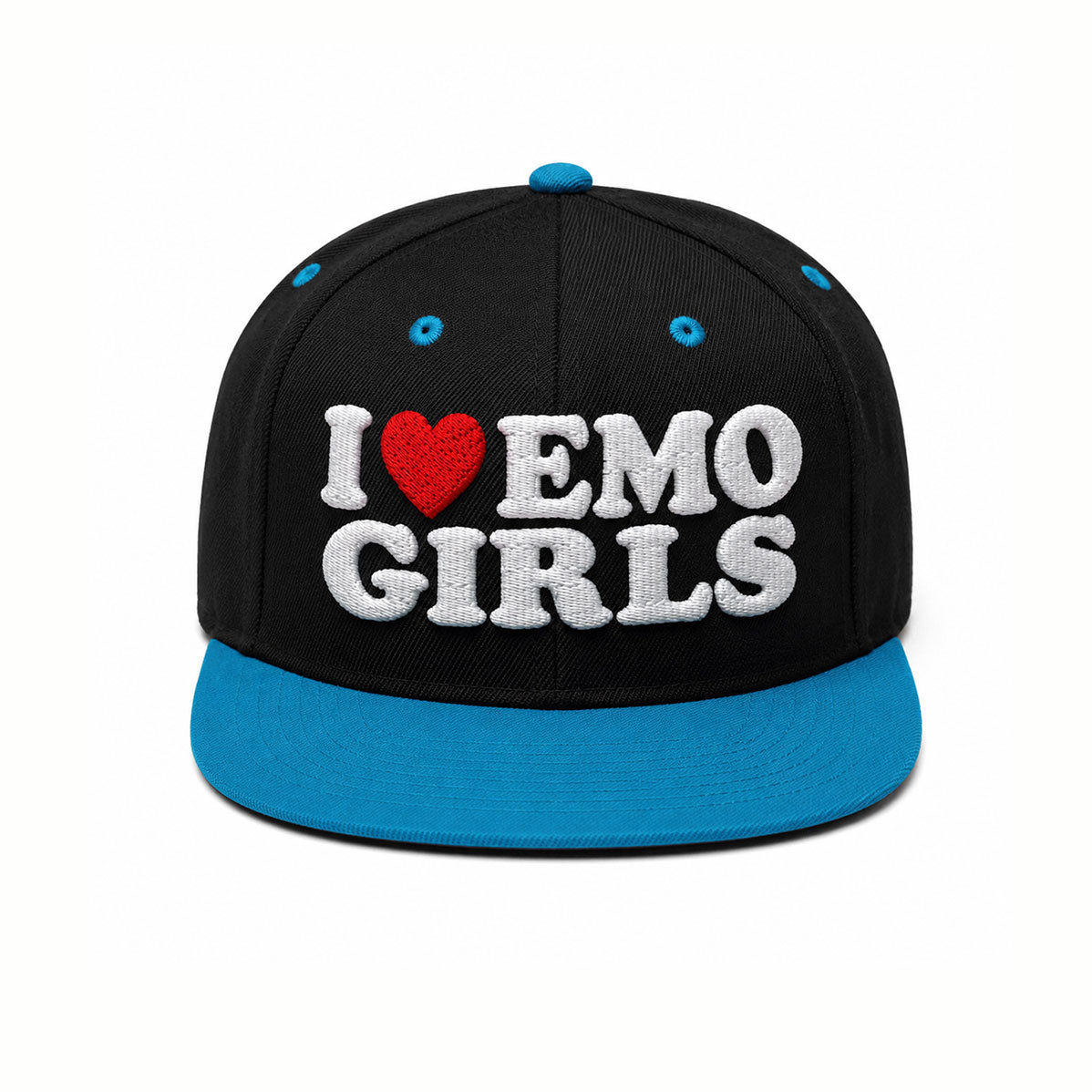 I Heart Emo Girls Puff Embroidery Snapback Hat | Y2K Scene Cap