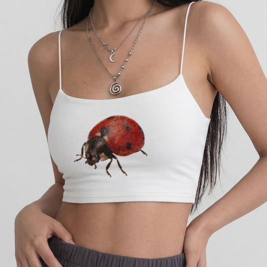 Lady Bug Cami Crop Top – Soft Stretch Spaghetti Strap
