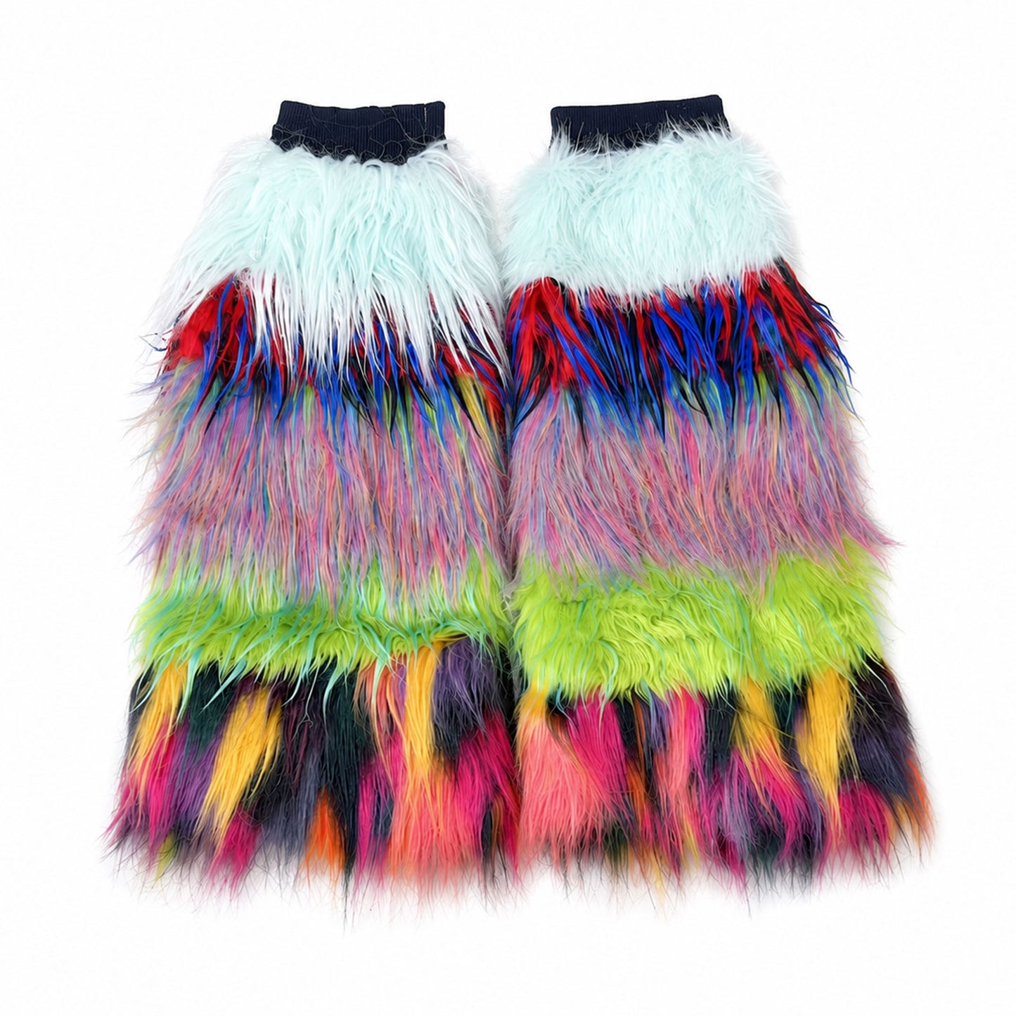 Shaggy Patchwork Faux Fur Leg Warmers