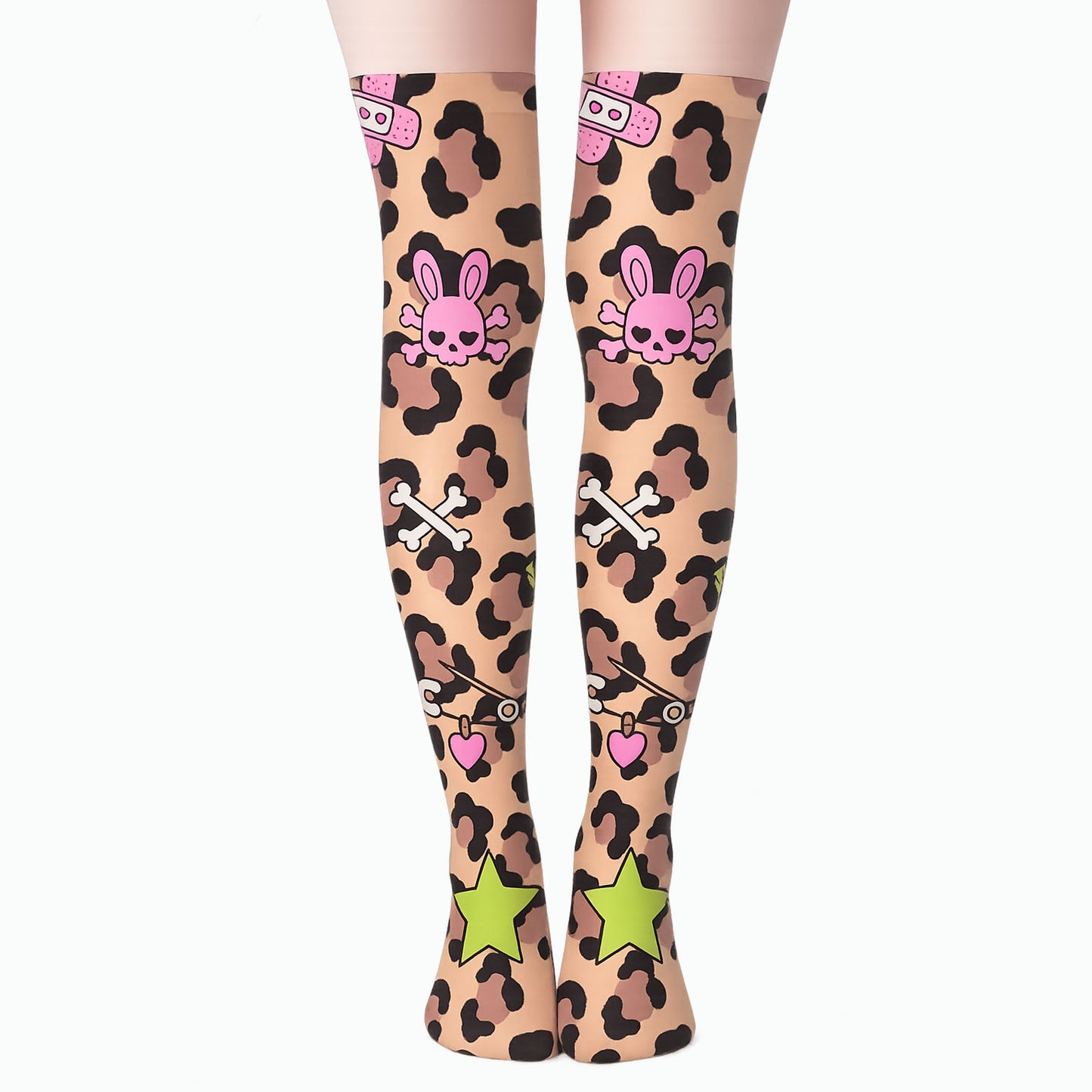 Leopard Bunny Skull Knee High Stockings