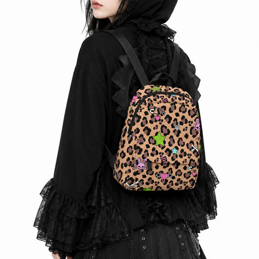 Leopard Bunny Skull Mini Backpack | Emo Scene Y2K Bag