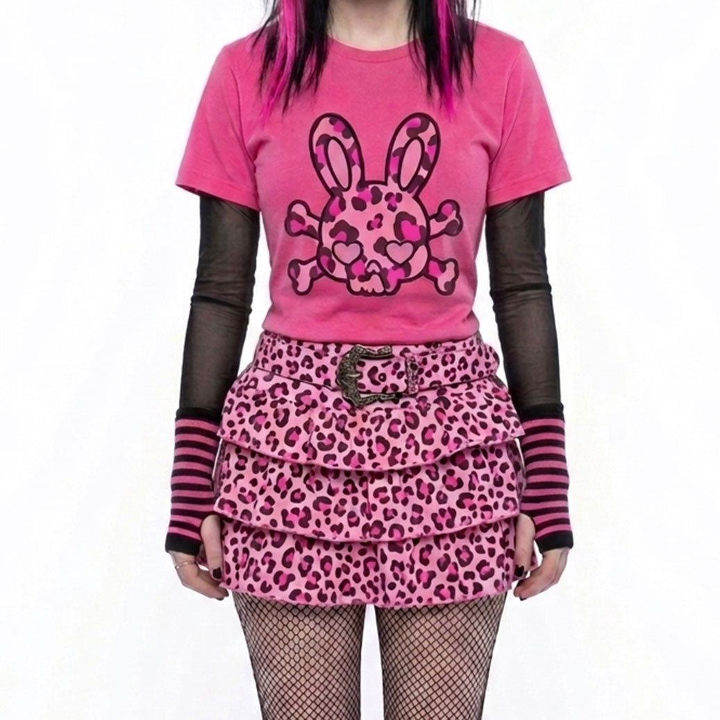 Leopard Bunny Skull Cotton Unisex T-Shirt (S to 3XL)