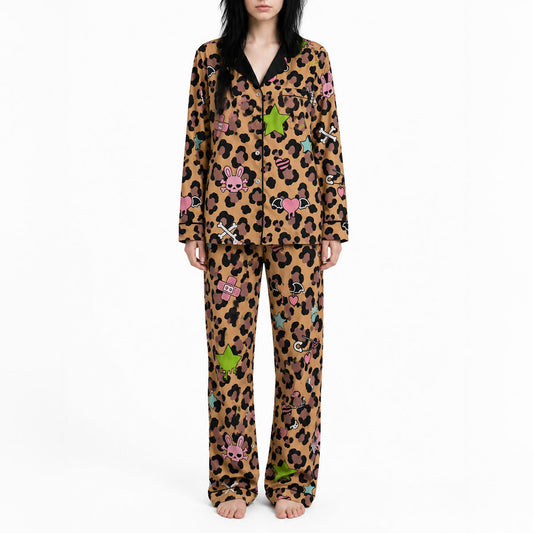 Leopard Scene Kid Satin Pajama Set (S-5XL)